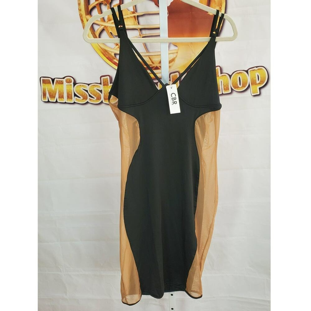 CBR Black Sheer Side Bodycon Dress XL